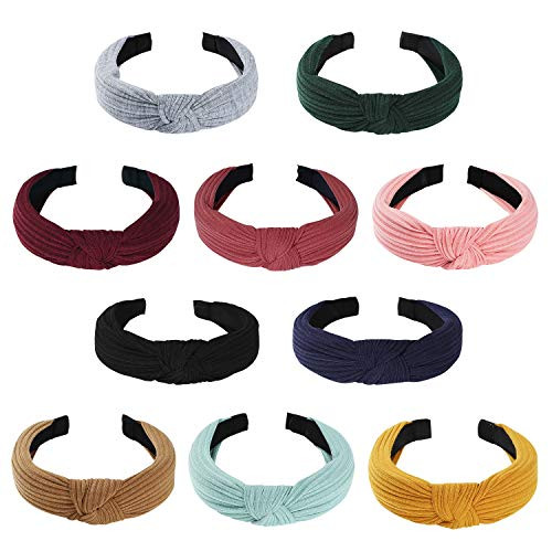 10 Pcs Headbands for Women Wide Headbands Knotted Headbands for Women Headbands for Women Hair Women Headbands Fashion Turban Headbands Hair Hoops Hair Accessories for Women and Girls Color B