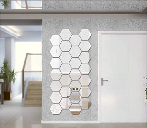 Mirror Wall Stickers Removable Acrylic Hexagon Mirror 3D Mirror Wall Stickers for Home Decor24PCS