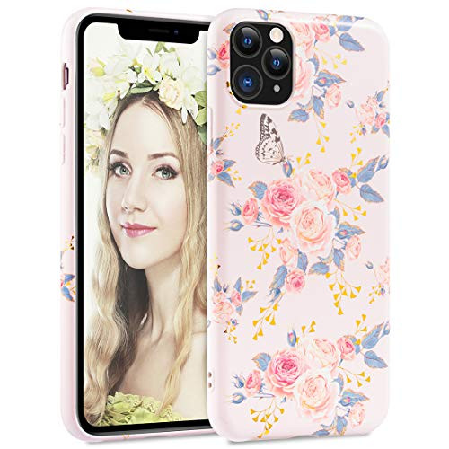 Floral Case for iPhone 11 Pro Max iPhone 11 Pro Max Flower Case with Soft TPU Cute Case iPhone 11 Pro Max for Girls Women iPhone 11 Pro Max Luminous Case 65 Inch 2019 Pink