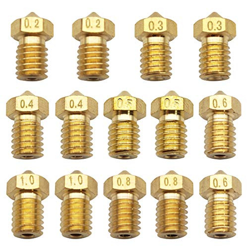 Sipery 14Pcs 3D Printer Nozzles 02mm 03mm 04mm 05mm 06mm 08mm 10mm Brass Nozzle Extruder Print Head M6 Thread for 175mm 3D Printer Sipery 14Pcs 3D Printer Nozzles 02mm 03mm 04mm 05mm 06mm 08mm 10mm Brass Nozzle Extruder Print Head M6 Thread for 175mm 3D Printer