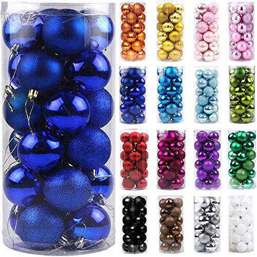 Emopeak 24Pcs Christmas Balls Ornaments for Xmas Christmas Tree  Shatterproof Christmas Tree Decorations Hanging Ball for Holiday Wedding Party Decoration Navy Blue 1231CM