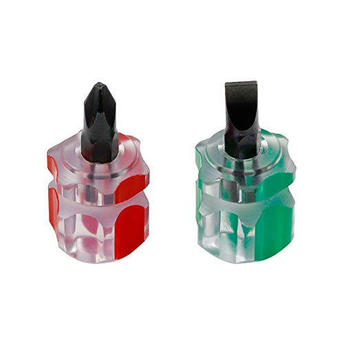 Cyful 2pcs Mini Stubby Screwdriver Set Tool Phillips  Slotted Screw Driver
