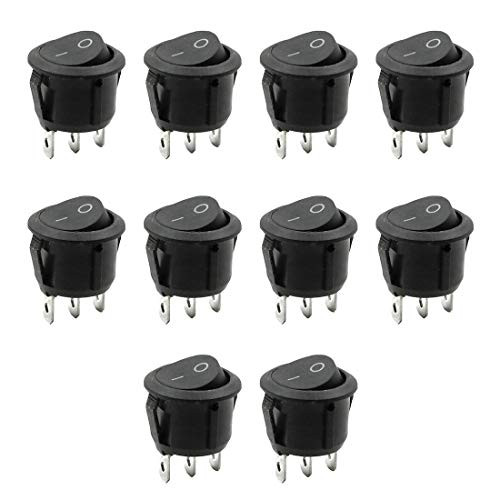 Mecion 10Pcs 3 Pins 2 Position Snapin Round Rocker Switch ONOff Power Switch KCD12