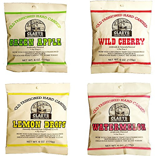 Claeys Old Fashioned Hard Candy  Variety 4 Pack  Apple Cherry Lemon and Watermelon  Since 1919