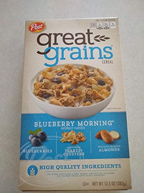 Post Great Grains Blueberry Morning Cereal 135Ounce Boxes Pack of 4 Post Great Grains Blueberry Morning Cereal 135Ounce Boxes Pack of 4