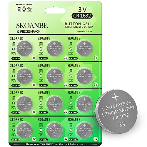 SKOANBE 12PCS 3V CR1632 Lithium Button Coin Cell 1632 Battery
