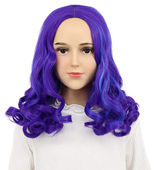 VGbeaty Kids Child Long Curly Blue and Purple Wig Halloween Cosplay Costume Anime Wig VGbeaty Kids Child Long Curly Blue and Purple Wig Halloween Cosplay Costume Anime Wig