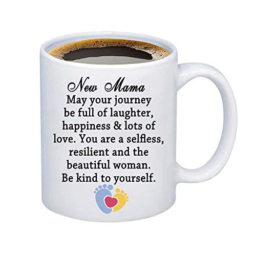 MBMSO New Mama Mug Mommy To Be Gifts Pregnancy Announcement Gifts First Time Mom Gifts Expecting Mother Baby Shower Gifts May Your Journey be Full of Laughter White New Mama Mug