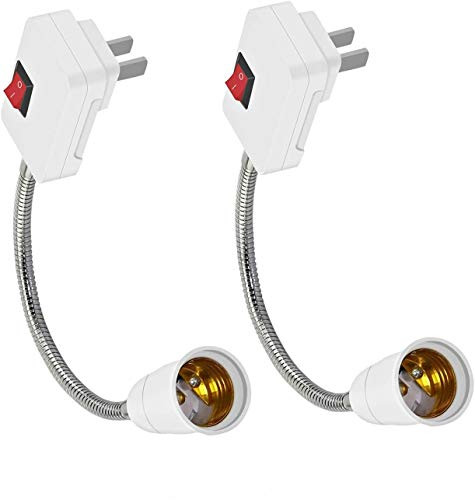 E27 Extension Light Socket 2 Pack Fixtures Socket Converter Bulbs Plug Desk Lamp Bulb All Direction Bulb Adapter with OnOff Switch Light Socket Plug Extender Adapter