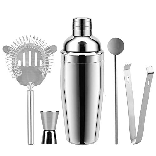Cocktail Shaker 26 oz Martini Shakers Professional Bar Set Stainless Steel Drink Shaker Bartender Barware Tools Kit Double Jigger Strainer Ice Tongs Muddler