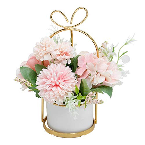 Veryhome Artificial Flowers Hydrangea with Ceramic Vase Silk Chrysanthemum Mini Potted Fake Flowers Hanging Potted Plants for Wedding Home Office Decoration Pack of One Pink Veryhome Artificial Flowers Hydrangea with Ceramic Vase Silk Chrysanthemum Mini Potted Fake Flowers Hanging Potted Plants for Wedding Home Office Decoration Pack of One Pink