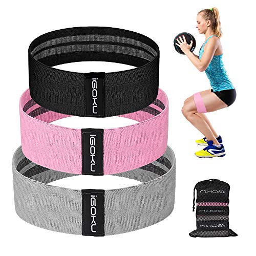 iGOKU Resistance Bands for Legs and Butt Fabric Workout Exercise Band Set WomenMen Stretch Exercise Loops Thick Wide NonSlip Gym Booty Band 3 Set for Squat Glute Hip Training