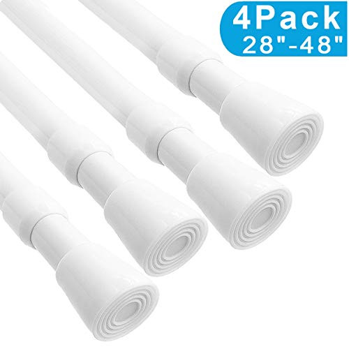QILERR Tension Rods 28 to 48 Inches4 Pack Upgrade Spring Curtain Tension RodsHeavy Duty Adjustable Curtain Extension Rods Shower Tension Rods for WindowsKitchen BathroomCupboardWardrobe
