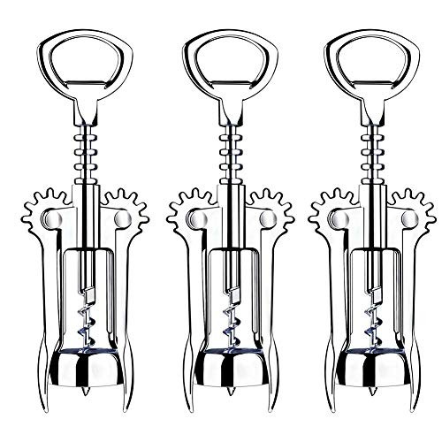 3 Pack Stainless Steel Wing Corkscrew Wine Bottle Opener Waiters Corkscrew Cork and Beer Cap Bottles Opener Remover Used in Kitchen Restaurant Chateau and Bars 3 Pack Stainless Steel Wing Corkscrew Wine Bottle Opener Waiters Corkscrew Cork and Beer Cap Bottles Opener Remover Used in Kitchen Restaurant Chateau and Bars