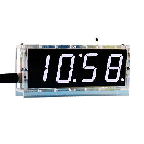 DIY Digital Clock Kit 4 Digit LED Electronic Clock Kit Large Screen with Transparent Case LED White