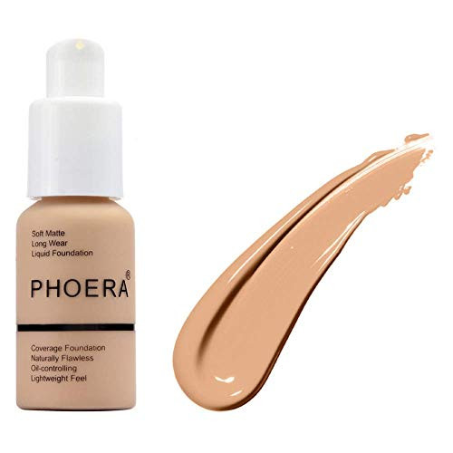 Foundation Makeup PHOERA New 30ml Matte Oil Control Concealer Foundation Cream Long Lasting Waterproof Matte Liquid Foundation 104 Buff Beige