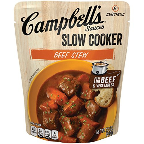 Campbells Slow Cooker Sauces Beef Stew 12 oz Pouch Pack of 6