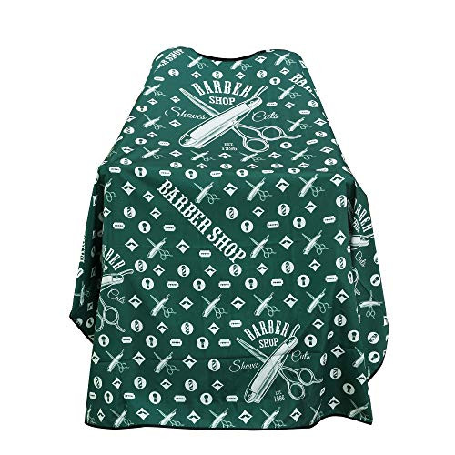 BARBER PRO Barber Cape Hair Cutting Cape with Snap Closure Professional Salon Polyester Cape Barber Hairdressing Cape  Waterproof Adjustable Snap for Hairstylists 50 x 60 inches Green