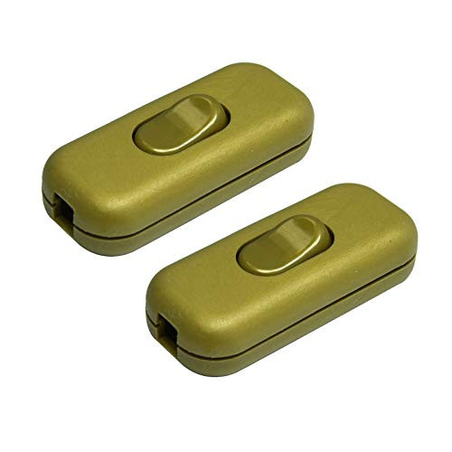 FILSHU Inline Cord Switch OnOff Black Button Feed Cord Switch for Table Lamp Desk Light Bed Lamp 6A 250V Gold