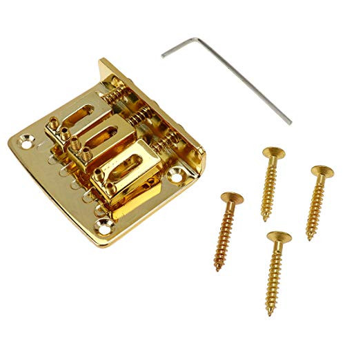 Dasunny 3String Guitar Hardtail Bridge 50mm Length Metal Fixed Saddle Top Load Guitar Tailpiece for 3 String Guitar Golde Tone