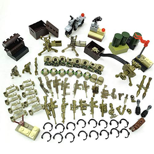 Taken All Military Army Weapons , Weapon Pack Accessories Set Compatible Major Brands ?Accessories - Hats, Weapons, Tools, Modern Assault Pack Military Building Blocks Toy