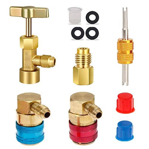 Boltigen AC Tool Kit3 in 1 AC R134A Freon Charging Refrigerant Kit Including AC R134A Adapters Quick High Low CouplersR134A Can Tap Valve ?Tank Adapter and Valve Core Remover