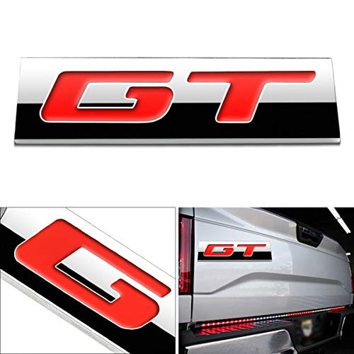 1x 3D Chrome Finish Metal GT Emblem Alloy Badge Sticker Red