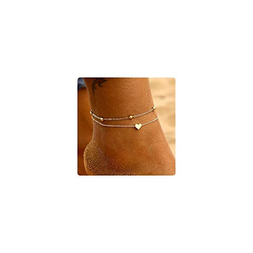 Ankle Bracelets for Women Silver Gold Anklet Beaded Chain Heart Anklets Summer Beach Foot Jewelry BGold Ankle Bracelets for Women Silver Gold Anklet Beaded Chain Heart Anklets Summer Beach Foot Jewelry BGold