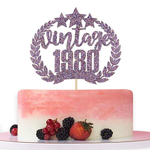 Purple Glitter Vintage 1980 Cake Topper Happy 40th Birthday Cake Decor Cheers to 40 Years 40th Anniversary Party Decoration Supplies Purple Glitter Vintage 1980 Cake Topper Happy 40th Birthday Cake Decor Cheers to 40 Years 40th Anniversary Party Decoration Supplies