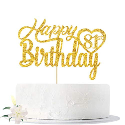 Gold Glitter Happy 81st Birthday Cake Topper Hello 81 Cheers to 81 Years Old EightOne Years Old Party Decoration Supplies