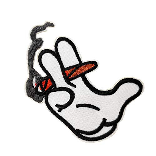 Hand Smoking Meme Embroidered Iron on sew on Patch Funny Emblem Humor