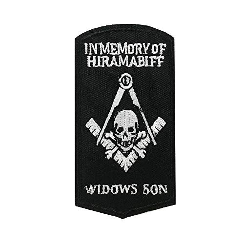 Mason Embroidered Iron on Sew On Patch Widow Son Hiram Abiff Memorial