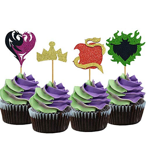 Descendants Cupcake Topper Cake Decoration for Descendants Themed Baby Shower Birthday Party Supplies Food Pick  Set of 24