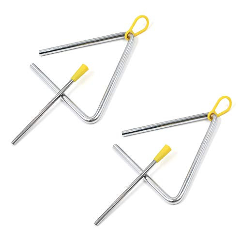 FarBoat 2Pcs Triangle Hand Percussion Instrument Music Triangle Children Music Enlightenment Cast Iron with Striker5inch