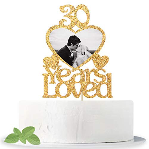 30 Years Loved Cake Topper with Photo Frame Mix Gold Cake Sign for Happy 30th Birthday 30th Wedding Anniversary Party Decoration Supplies Cheers to 30 Years 30 Years Blessed 30 Years Loved Cake Topper with Photo Frame Mix Gold Cake Sign for Happy 30th Birthday 30th Wedding Anniversary Party Decoration Supplies Cheers to 30 Years 30 Years Blessed