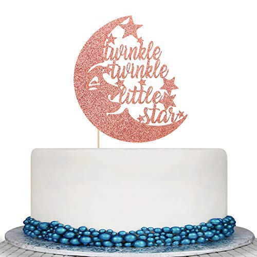 Glitter Rose Gold Twinkle Twinkle Little Star Cake Topper Half Moon  Baby Shower First Year First Month Kids Birthday Party Decoration Supply Ideas