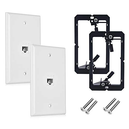CAT6 RJ45 Ethernet Wall Plate OZXNO 2Pack RJ45 Female to Female Keystone Jack Wallplate Removable Cat6 Inline Coupler Faceplate with Low Voltage Mounting Bracket Device 1 Port