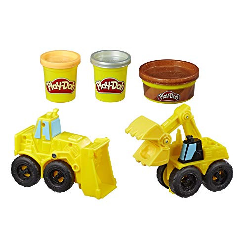 Play-Doh Wheels Excavator & Loader Toy Construction Trucks with Non-Toxic Sand Buildin' Compound Plus 2 Additional Colors