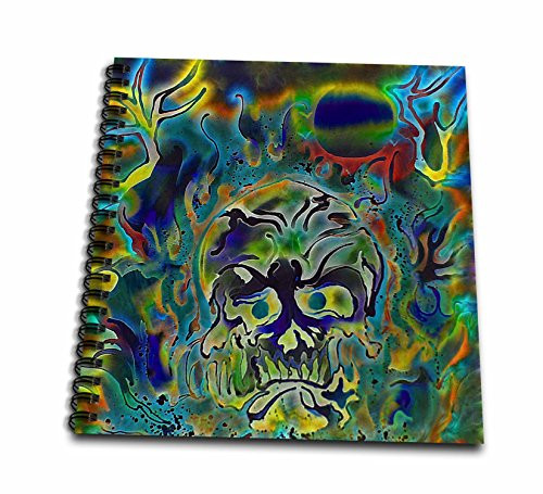 3dRose Trippy Colors Fire Skull Goth Fantasy Abstract Digital Art - Drawing Book, 8 by 8-Inch (db_116258_1)