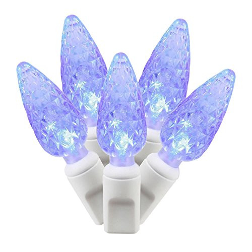 Vickerman Set of 50 Blue Commercial Grade LED C6 Christmas Lights - White Wire