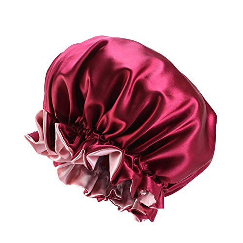 Satin BonnetSatin Sleep Cap for WomenSatin Bonnets For WomenSatin Sleeping CapSatin Hair BonnetSatin Silk Bonnet Sleep CapSatin Sleep Bonnet for Curly HairExtra Large Double LayerWine Red