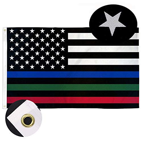jiashu Thin Blue Red Green Line American Flags Police Firefighter Milatary 3x5 Outdoor Blue Lives Matter USA Flag Honoring Law Enforcement Officers Memorial Banners with 2 Grommets