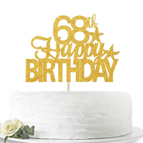 Gold Glitter Happy 68th Birthday Cake Topper Hello 68 Cheers to 68 Years Old 68 Years Old Party Decoration Supplies