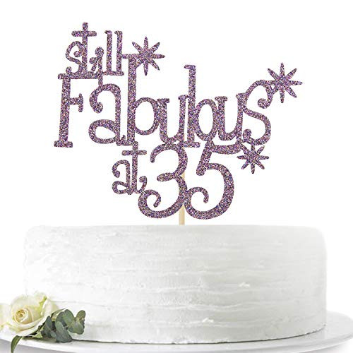 Purple Glitter Still Fabulous at 35 Cake Topper  Happy 35th Birthday Cake Decor  35th BirthdayAnniversary Party Decoration