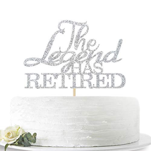Sliver Glitter The Legend has Retired Cake Topper  Goodbye Tension Hello Pension  Retirement Party Decoration Supplies
