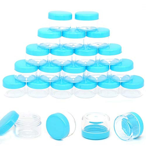 ZEJIA 100pcs 5 Gram Cosmetic Containers Blue Sample Jars Tiny Makeup Sample Containers with lidsBlue