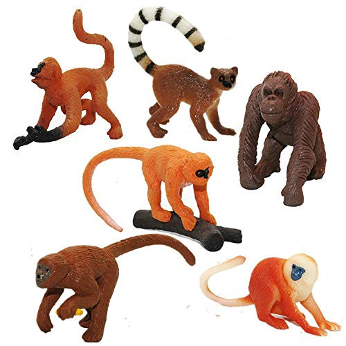 AUCOOMA 6PCS Safari Animal Figurines Set Rainforest Animals Figures with Golden Monkey