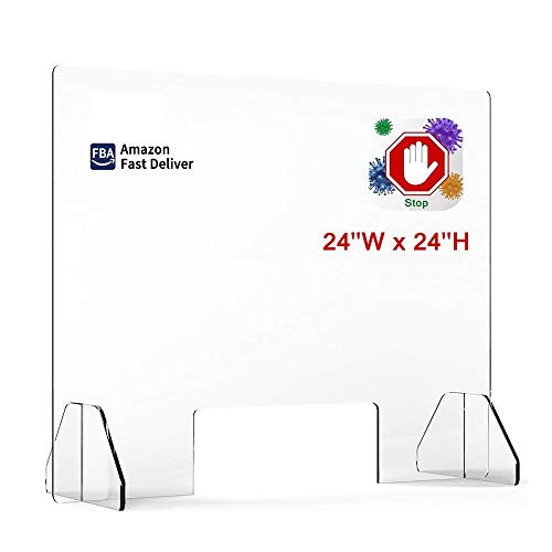 Sneeze Guard  24 W x 24 T Clear Acrylic Plexiglass Shield for Reception Desk Counter Transaction Window
