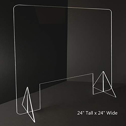 Desk Sneeze Guard Plexiglass  Plexiglass Counter  Plexiglass Shield  Plexiglass Sneeze Shield for Desk Counter  Counter Shield  Sneeze Guard for Counter  Sneeze Guard Shield 24 x 24