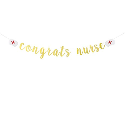 Gold Glitter Congrats Nurse BannerCongrats RNRN GraduationCongrats GradNurse Graduation Party Decorations